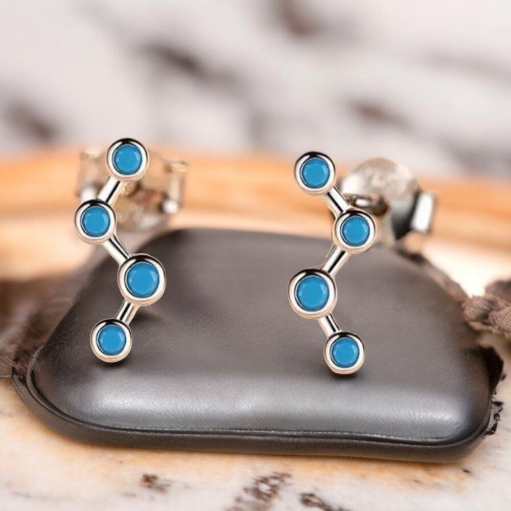 NEW 925 sterling silver with turquoise stones geometric jewelry earrings B16A